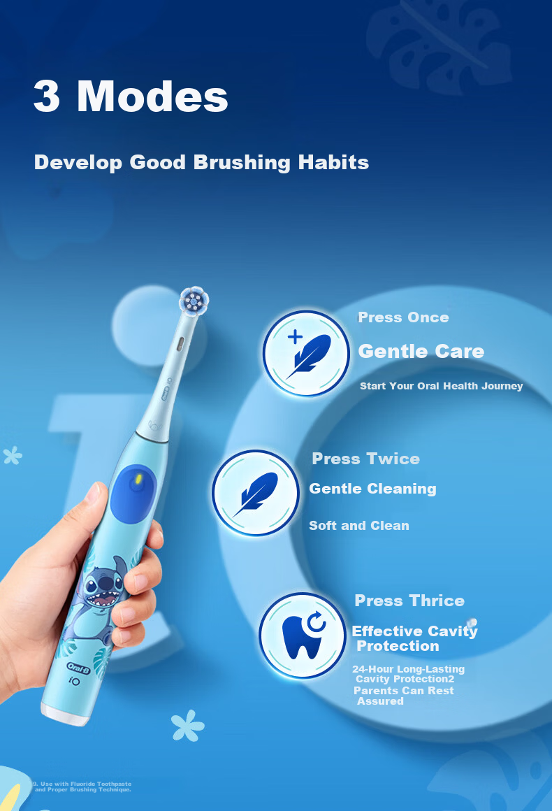 Oral-B Germany Imported Kids Electric Toothbrush Disney Spiderman iO Series 4 Brush Heads 24-Hour Scientific Cavity Protection For Ages 8-12 Round Head Birthday Gift for Children 11