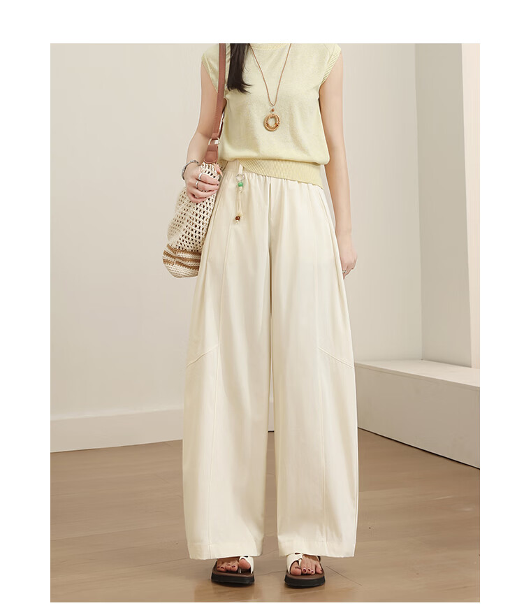 Free Style Wide-Leg Pants for Women Summer Thin 2026 New High Waist Slim Loose Draped Ice Feel Curved Straight Casual Trousers 18