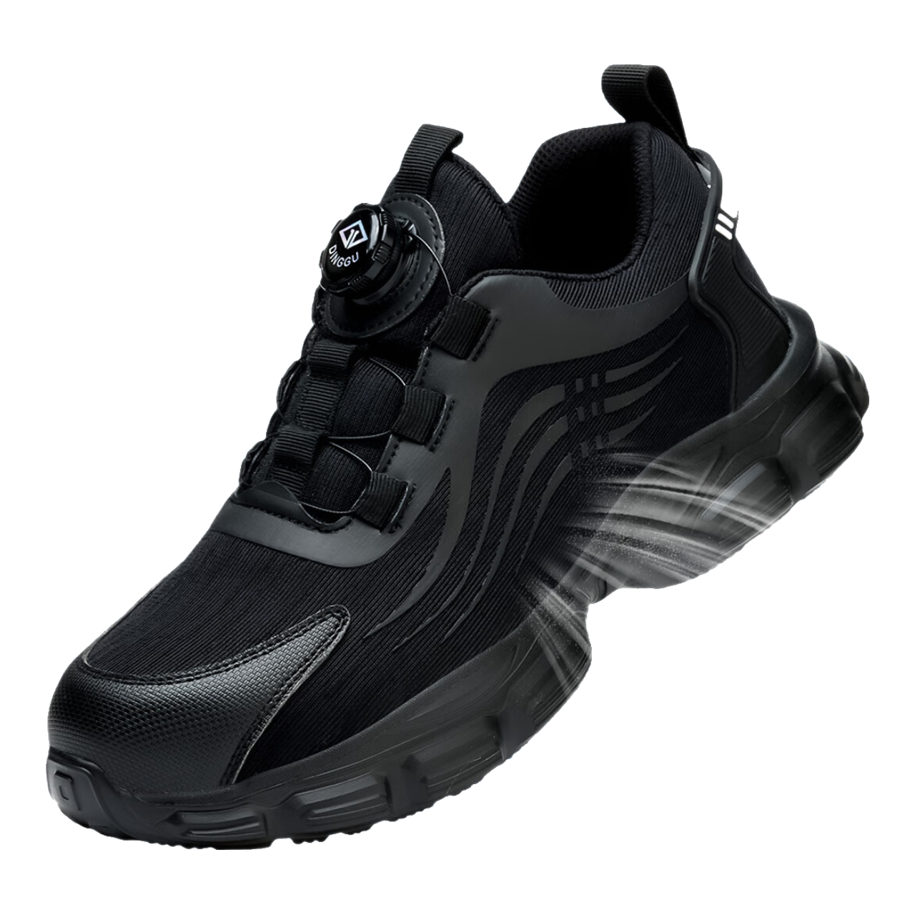 Dinggu Safety Shoes for Men, Anti-Smashing, Puncture-Resistant, Soft Sole, Comfortable Work Boots, Black All-Season Style with Smart Buckle, 1105hei41