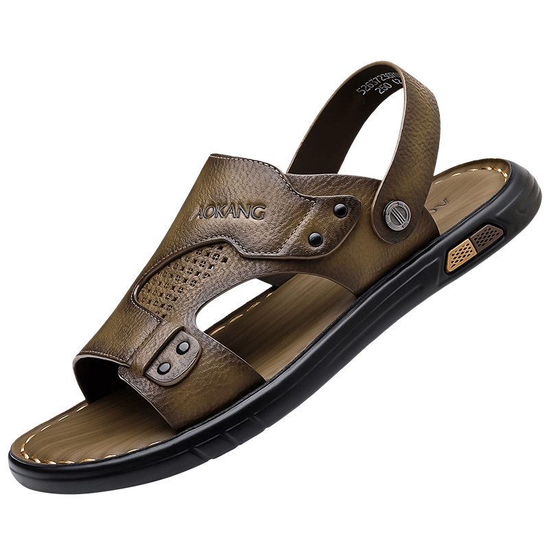 Aokang Summer Men's Casual Beach Sandals Khaki Size 40