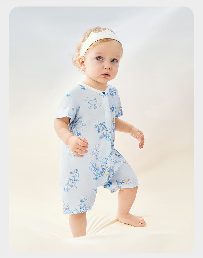 Babycare Pure Cotton Short Sleeve Romper Baby Jumpsuit Boys Girls Moisture Absorption Breathable Doka Manor 90cm 16