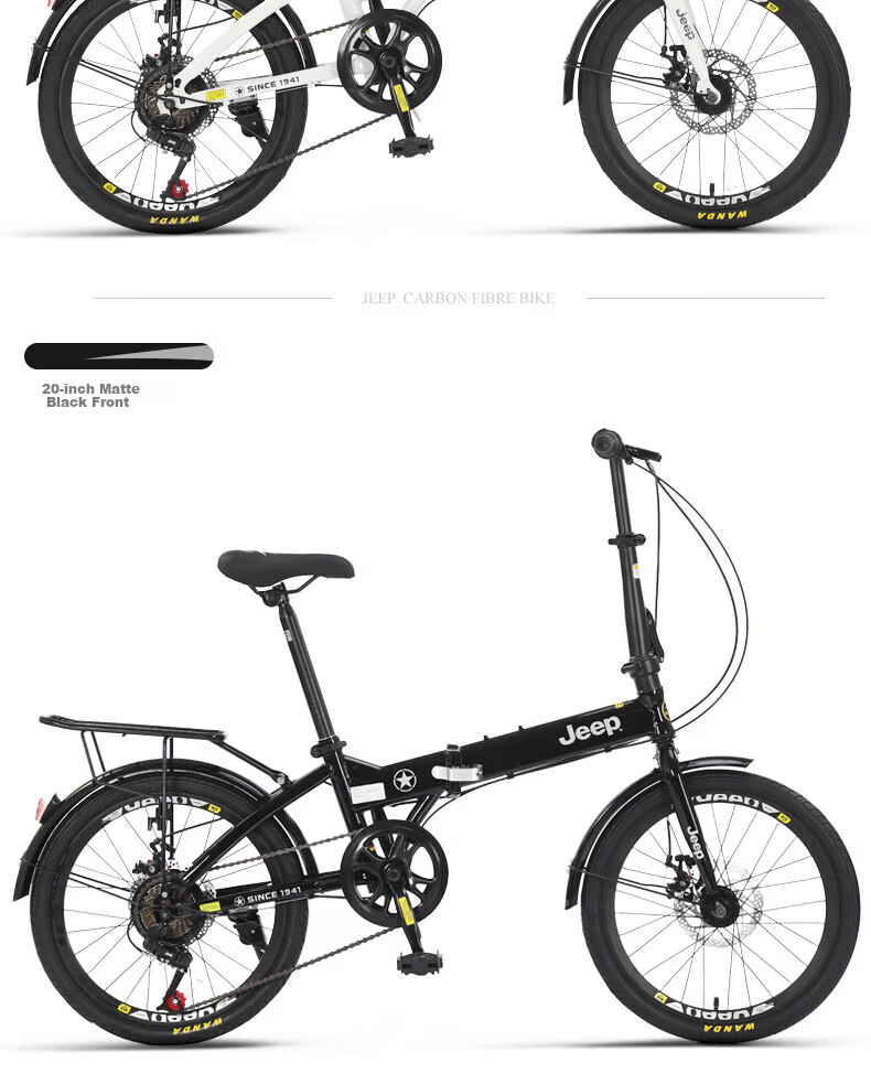 Jeep Folding Bicycle Adult Unisex Foldable Bike 20-inch 7-Speed Commuter Sail Moon White 15