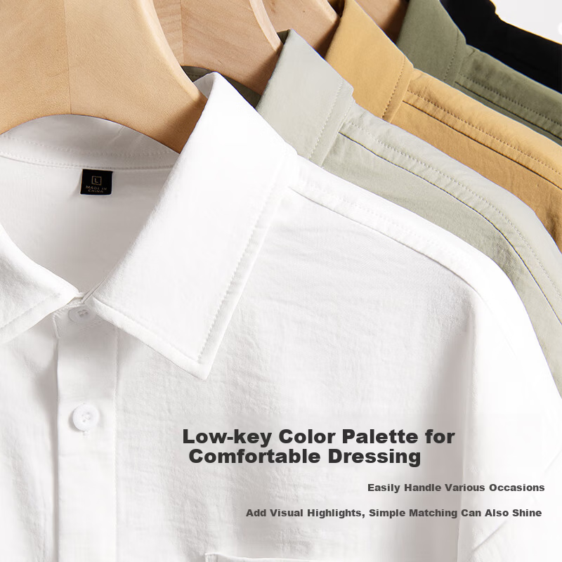 JEANSWEST LIFE Men's Summer Ice Silk Cool Short Sleeve Shirt Casual Lapel Jacket for Youth