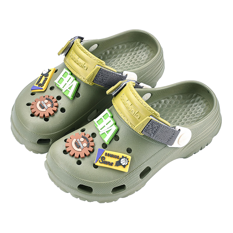 Balabala Kids Summer Slippers Boys Indoor Cute Hole Shoes Soft Sole Lightweight Cartoon Beach Shoes