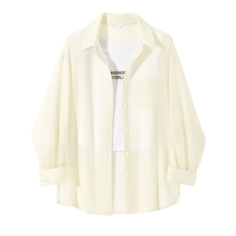 La Chapelle Sheer Shirt for Women 2026 Summer New Loose Slim Fit Lapel Long Sleeve Layered Trendy Versatile Shirt