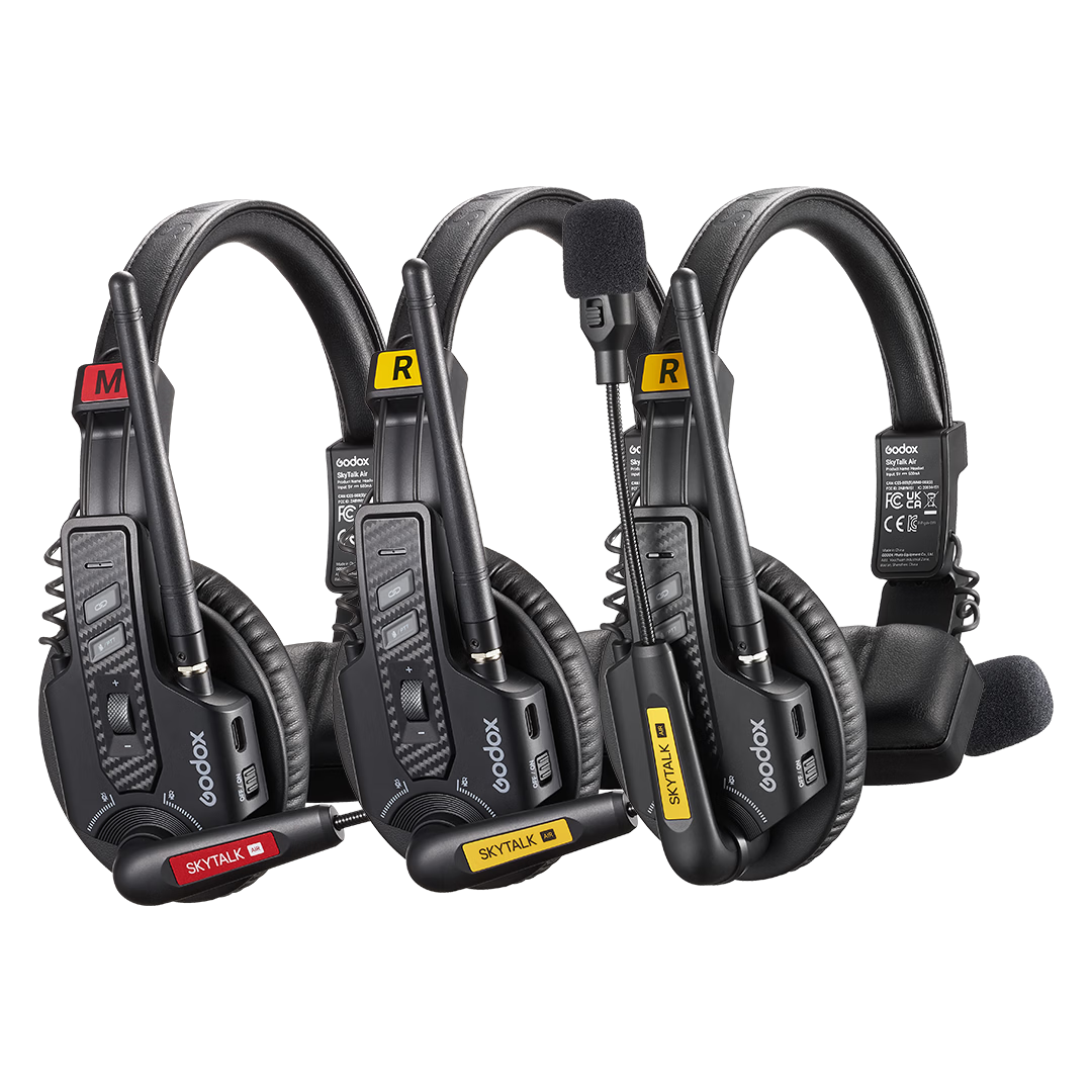 Godox SkyTalk Air Wireless Communication System Master-Slave Mode ENC Noise Reduction Built-in FPC Stable Reception 500m Connection [One Master Two Slaves 3-Person Communication]