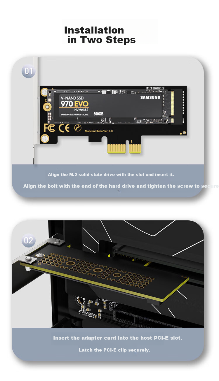 ZHENWEI NVMe Adapter Card PCIe X4 3.0 to M.2 Converter Full-Speed M.2 Gen3 Expansion Card Supports X4/X8/X16 SSD Solid State Drive Adapter Card 6