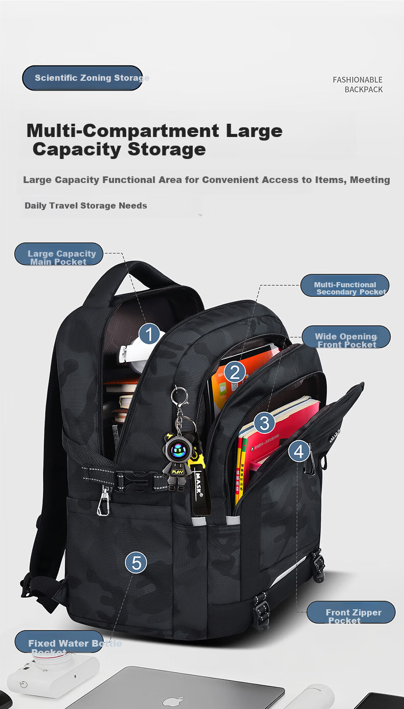 Dishuai 45L Large Capacity Ergonomic Lightweight Backpack for Middle and High School Boys 13