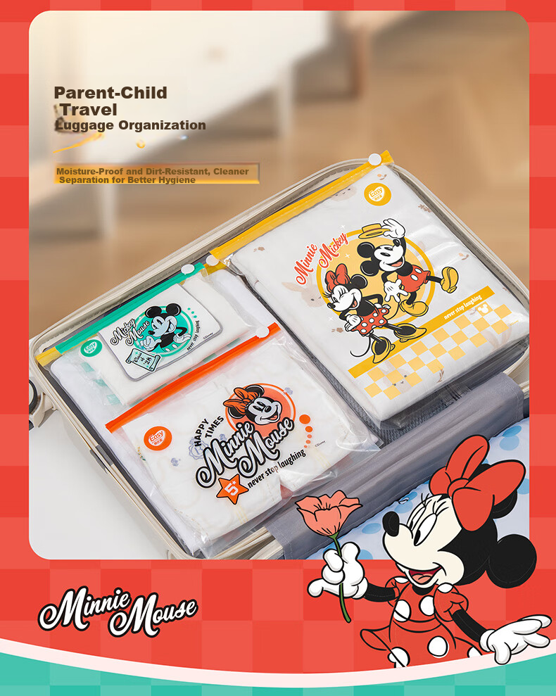 Eyoujia Mickey Kindergarten Clothes Storage Bag Zipper Sealed Bag for Baby and Children Admission Packing Bag 10