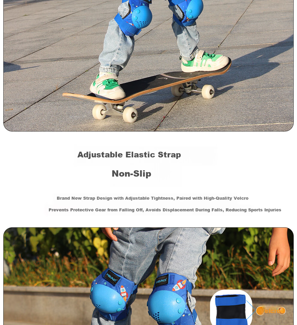 Haide Kids Roller Skating Protective Gear Helmet Knee Pads Elbow Pads Wrist Guards Bicycle Skateboard Balance Bike Protective Set Blue M 12