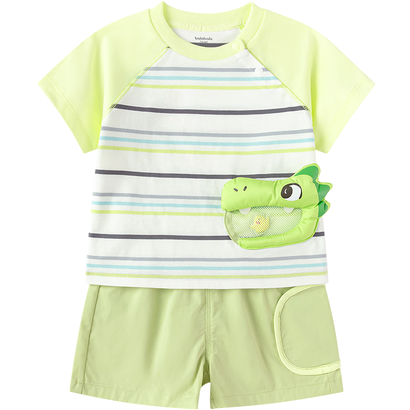 Balabala Kids Short Sleeve Set Baby Summer 2026 New Boys Girls T-Shirt and Pants Two-Piece Trendy Outfit