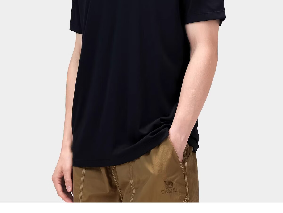 CAMEL [Toray Fabric] Outdoor Quick-Dry T-Shirt Women 2026 Spring Summer Short Sleeve Stretch Breathable Sweat-Absorbing Sports Top Men 8090 41