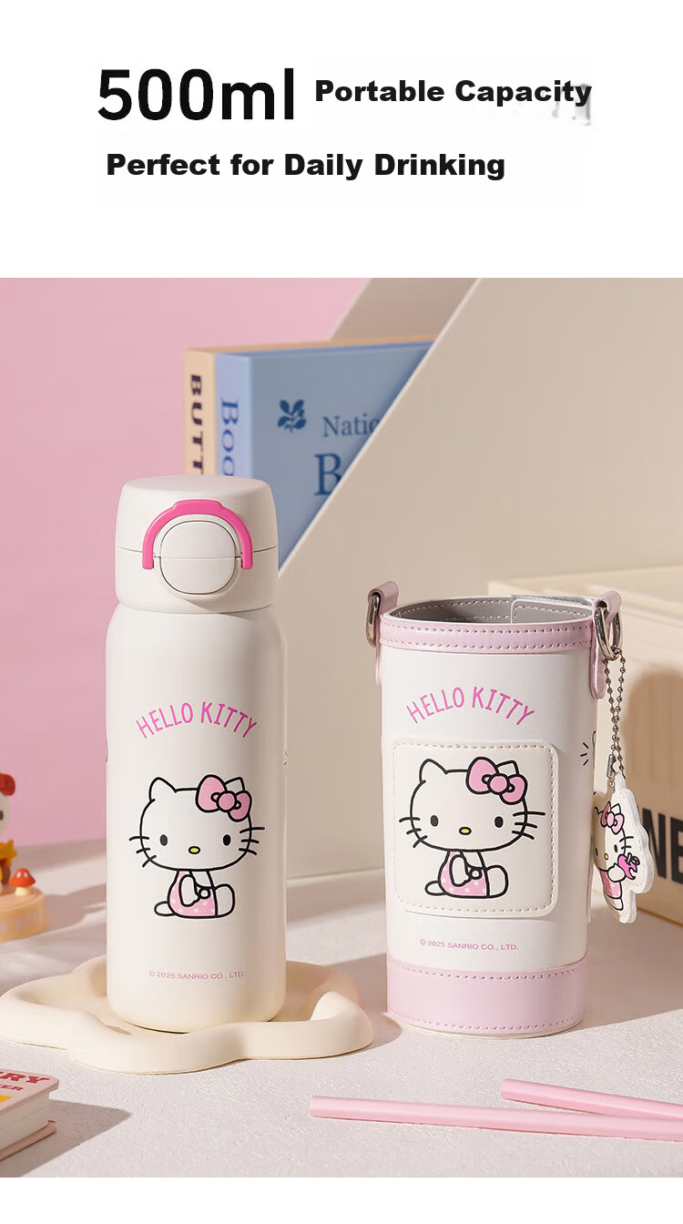 BEDDYBEAR Double-Drink Insulated Bottle with Straw Portable Coffee Cup High-Value Student Water Bottle 510ml Cloud Iris 3