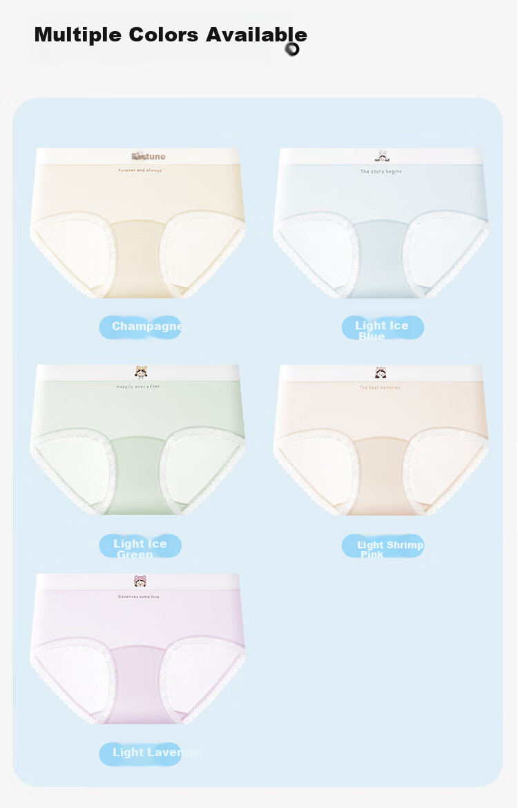 Hodo Girls' Ice Silk Comfortable Breathable Developmental Period Triangle Underwear Summer Thin Antibacterial Seamless 4-Pack 9