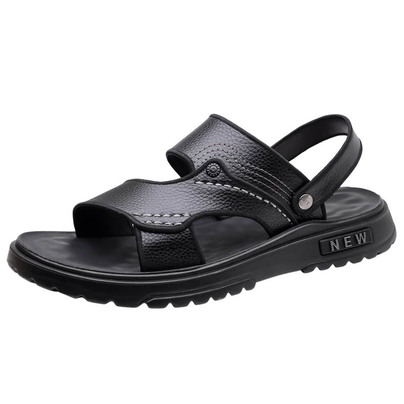 Woodpecker Men's Sandals 2026 New Genuine Leather Thick Sole Beach Shoes Summer Outdoor Non-Slip Wear-Resistant Dual-Purpose Slippers Driving