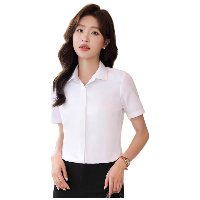 Romon Business Casual Women's Spring Fashion Professional Style Casual Lapel Long Sleeve Shirt Gray S