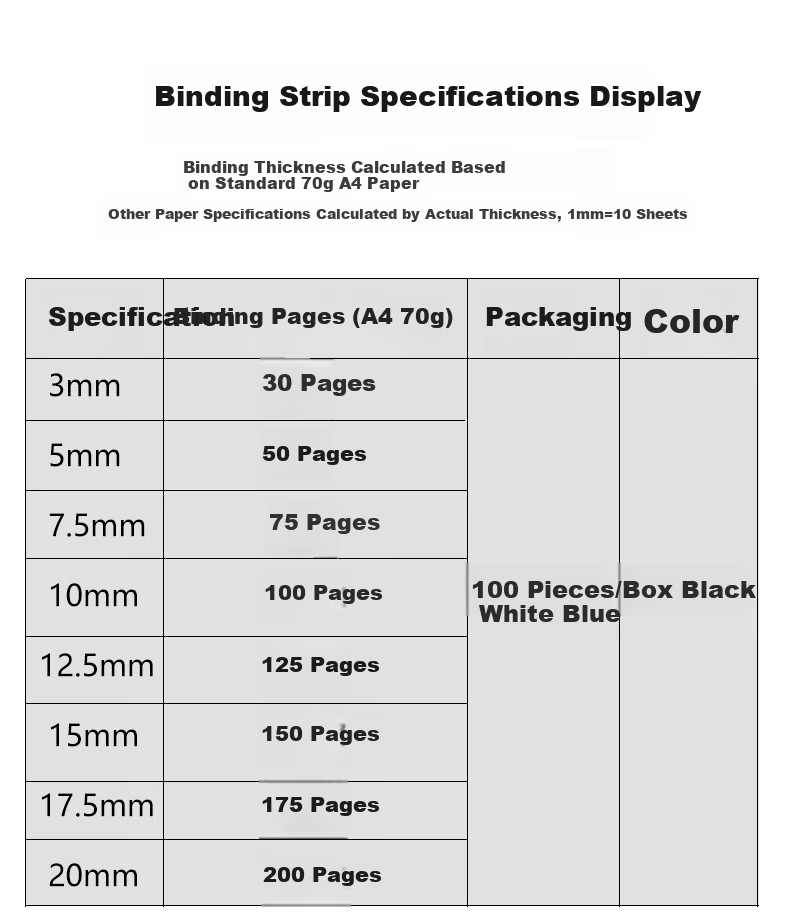 DOCON Comb Binding Strips 10-Hole Plastic Binding Strips 5mm White 100pcs/Box 7