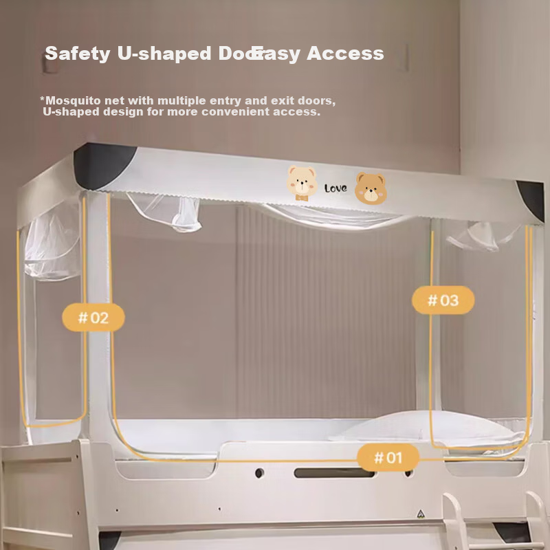 MUJI Class A Dormitory Mosquito Net for Students, Children's Bunk Bed Double-Layer Trapezoidal Three-Door, 0.9m Bed