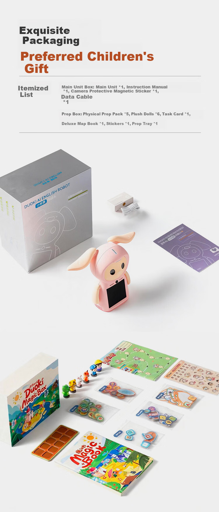 Doqee AI Little Foreign Teacher Robot PRO Pink Companion Robot English Learning Early Education Enlightenment Preschool Connection Reading Picture Book Smart Toy Children's Educational New Year Gift 17