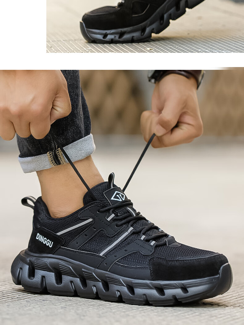 Dinggu Safety Shoes for Men, Steel Toe Anti-Smashing And Puncture-Resistant Work Boots, Lightweight All-Season Construction Site Footwear 1109HEIW38 7