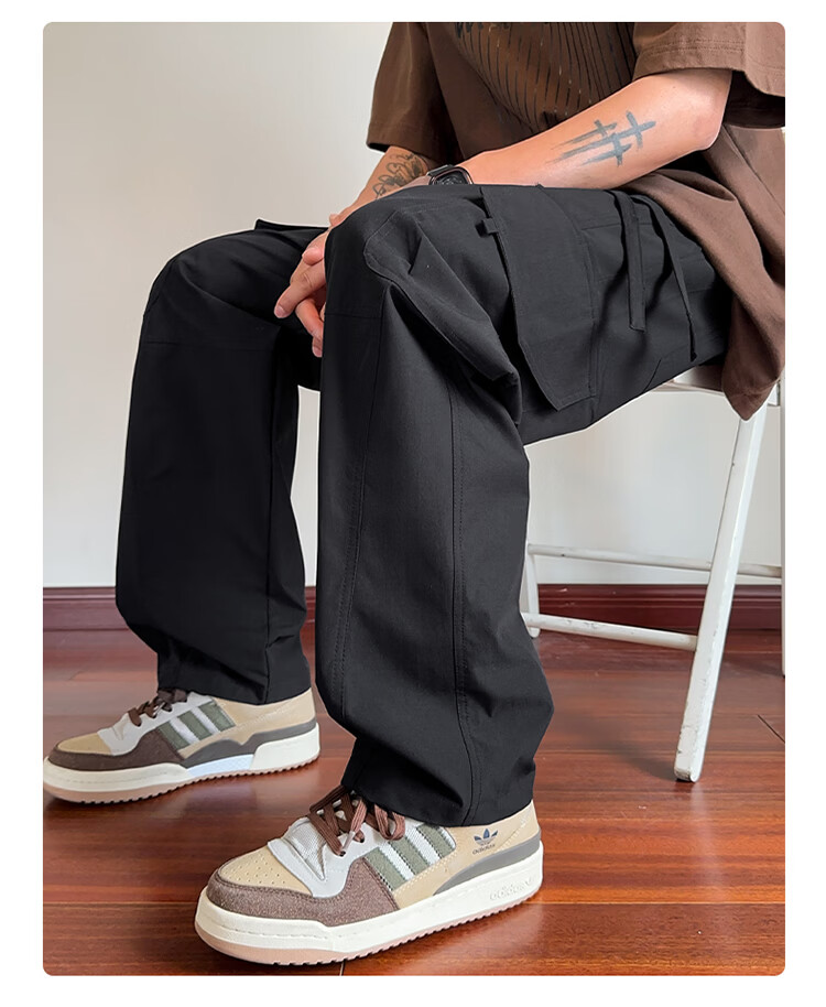 NASA GISS Collaboration Casual Pants Men Loose Fit Straight Leg Breathable Cargo Sports Trousers Black XL 13