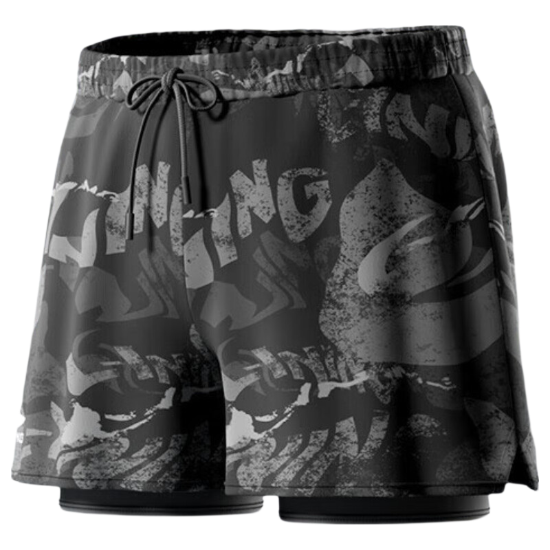 Li-Ning Swimming Trunks for Men, Anti-Embarrassment Swim Shorts, Square Leg, Double Layer, Water And Land Dual-Use, Floral Pattern Beach Shorts, 901XL