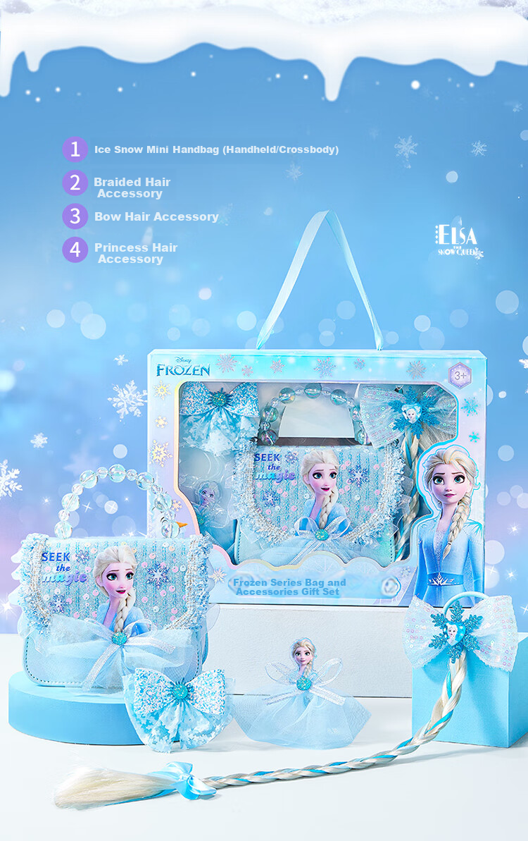 Disney Elsa Princess Bag 3-5 Years Old Girls Handbag Elsa Shoulder Bag Birthday Gift for Little Girls with Gift Box 11