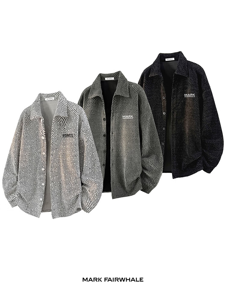 MARK FAIRWHALE Men's Spring Autumn Textured Casual Cardigan Jacket Loose Fit Top Dark Gray 4XL 17