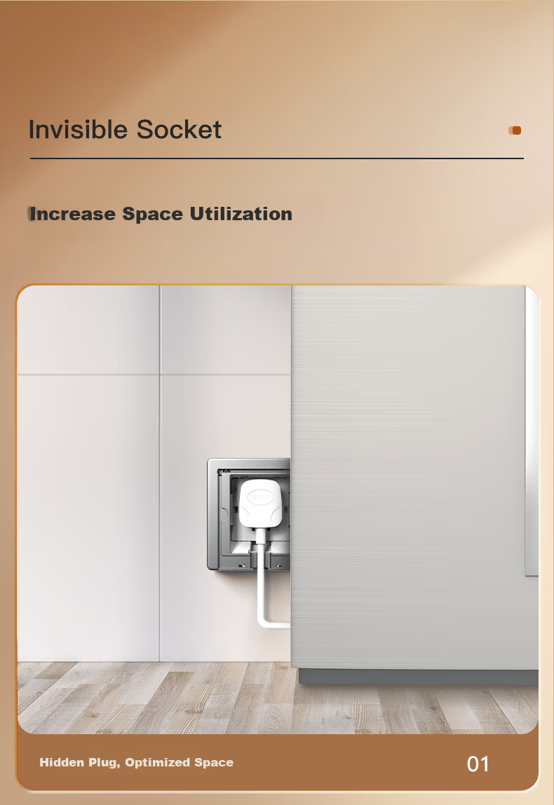 CHNT Waterproof Recessed Socket, 86-Type, Adjustable Depth, Concealed Built-In Socket 8