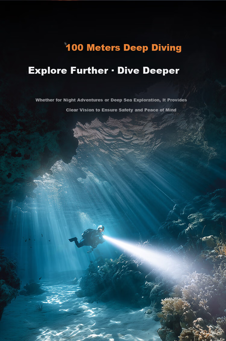 SupFire Underwater Diving Flashlight Professional High Brightness Waterproof Long Battery Life Outdoor Night Diving Sea Fishing Light 5