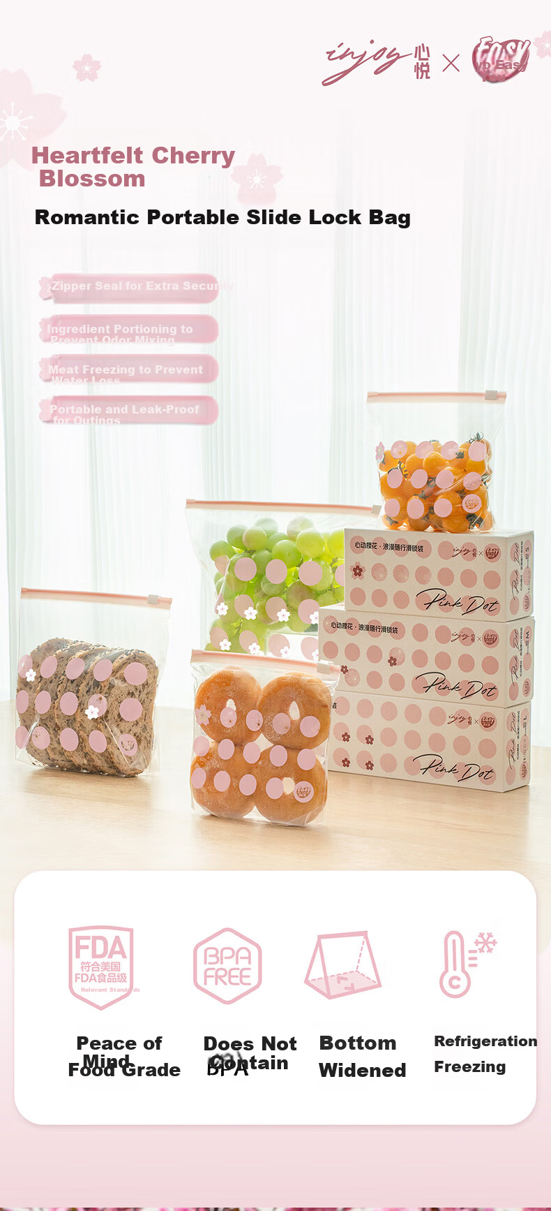 Eyoujia Ziplock Seal Bags Medium and Large 55pcs Thickened Food-Grade Fresh-Keeping Bags Odor-Proof Slide Lock Bags for Fruit and Vegetable Storage 1