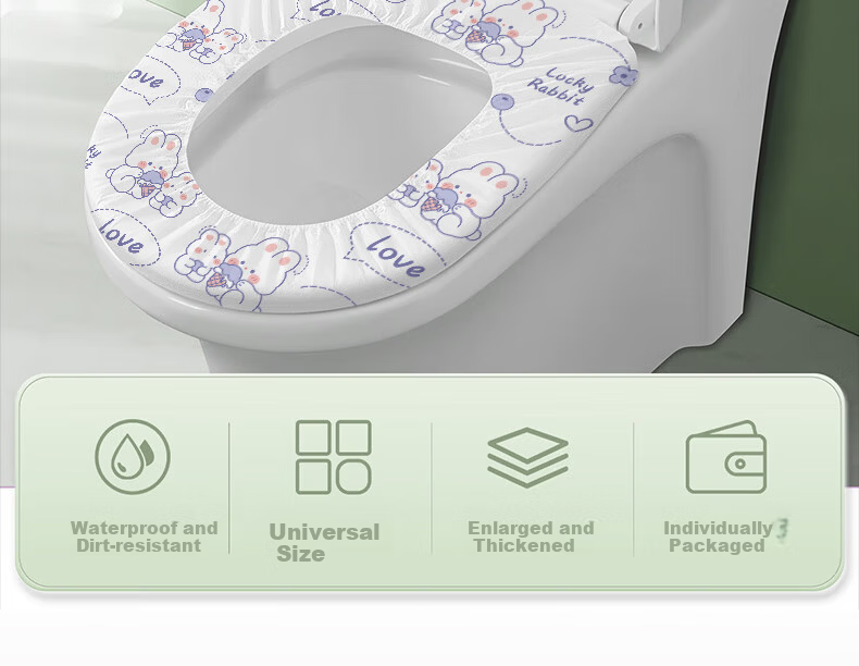 JAJALIN Disposable Toilet Seat Covers Non-woven Fabric Printed Travel Hotel Home Toilet Seat Cushion 10-Pack 2