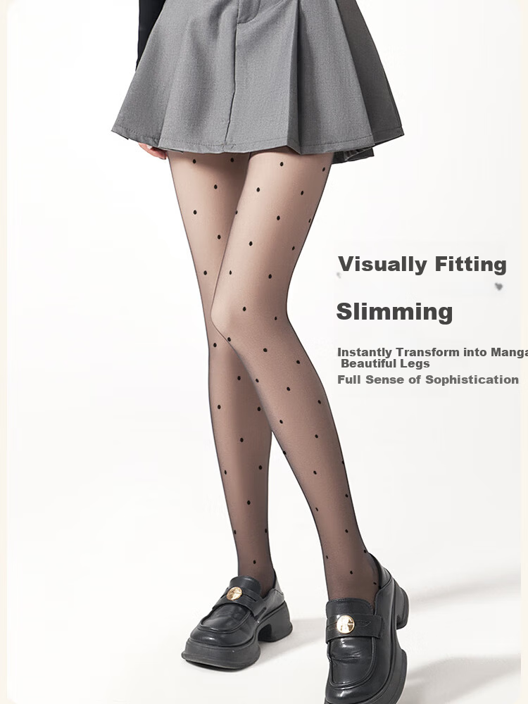 9i9 Sheer Polka Dot Black Stockings Women's Anti-Snag 0D High Transparency Durable Pantyhose Sexy Pure Desire Lingerie Socks 3-Pack S25 8