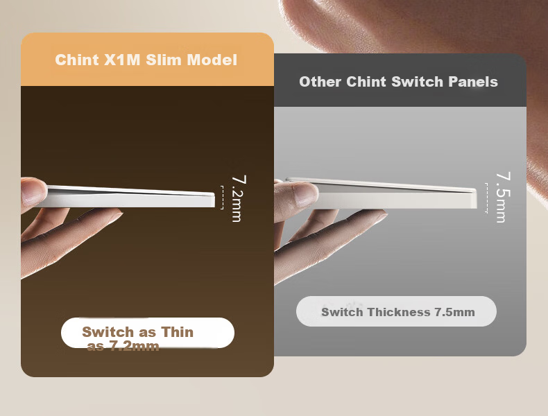 CHNT Switch Socket No-Paint Cream Style Large Panel Socket Faceplate Concealed X1M One-Gang Two-Way Control Phantom Silver Gray 17
