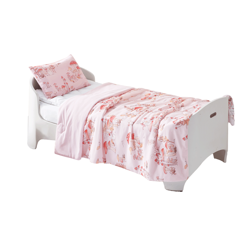 MERCURY Kids Mushroom Picking Rabbit Cooling Knit Children's Summer Quilt Air Conditioning Blanket Machine Washable 150cm×200cm