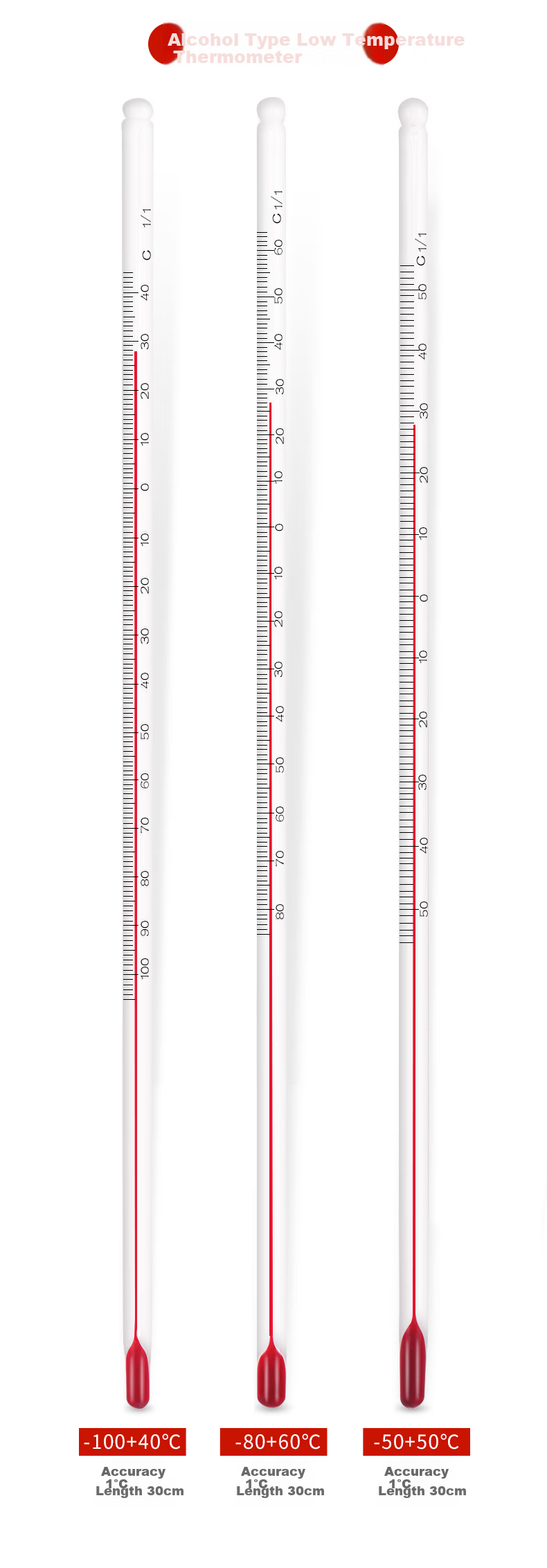 CONJANT Glass Thermometer 0-150℃ Alcohol Glass Rod Temperature Meter for Water, Air, and Liquid Measurement 9