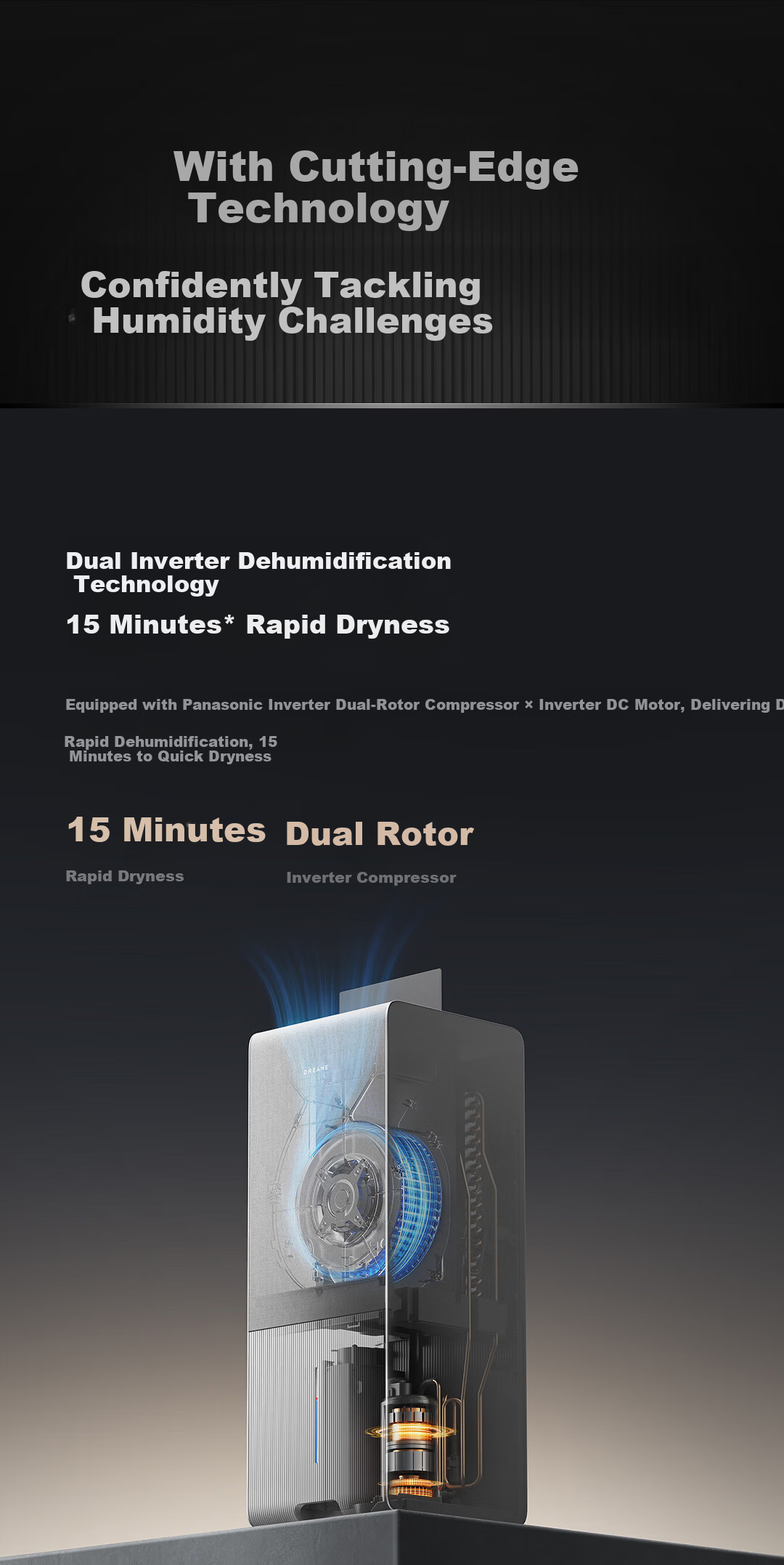 Dreame DZ40 Dehumidifier Silent Inverter Purification 40L/Day Home Clothes Dryer Basement Dehumidifier 7