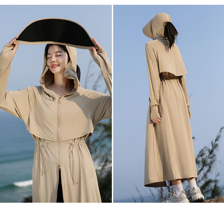 Combo Long Women's Sunscreen Jacket Ice Silk Slim Fit Breathable Full Body Sun Protection Beachwear High UV Protection 17