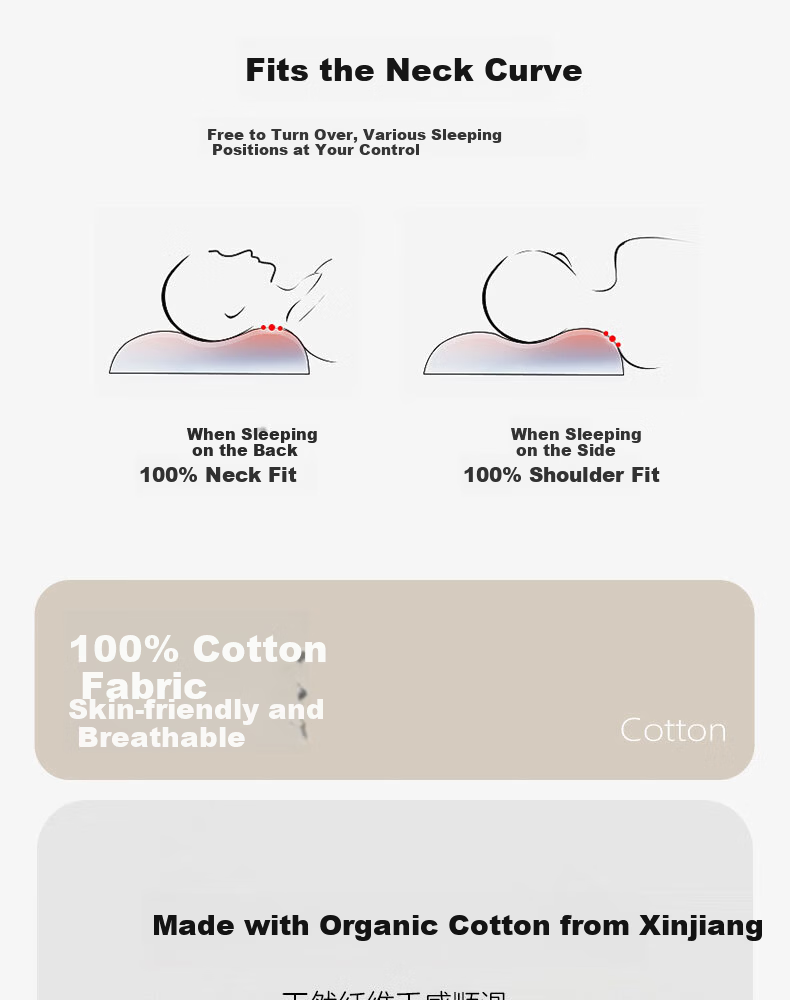 Ranpai Low Pillow A-Class Pure Cotton Soft Cervical Pillow Neck Protection Student Pillow Single 48x74cm 7