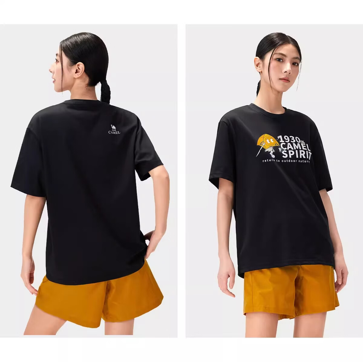 CAMEL Outdoor Quick-Dry T-Shirt Unisex Spring Summer Breathable Moisture-Wicking Printed Cotton Hiking Mountaineering Sports Top 8054 19