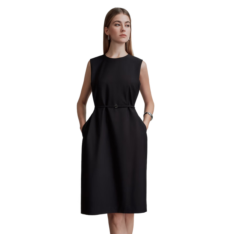 G2000 [Delivery Belt/multidirectional Elastic] Women's Department Store Style Spring And Summer Sleeveless Dress, Black, L/38
