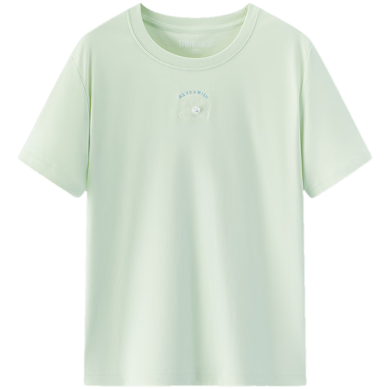 Semir Senrou Women's Summer Short Sleeve T-Shirt Casual Pullover Embroidered Round Neck 2026 Mall Style 101326100006