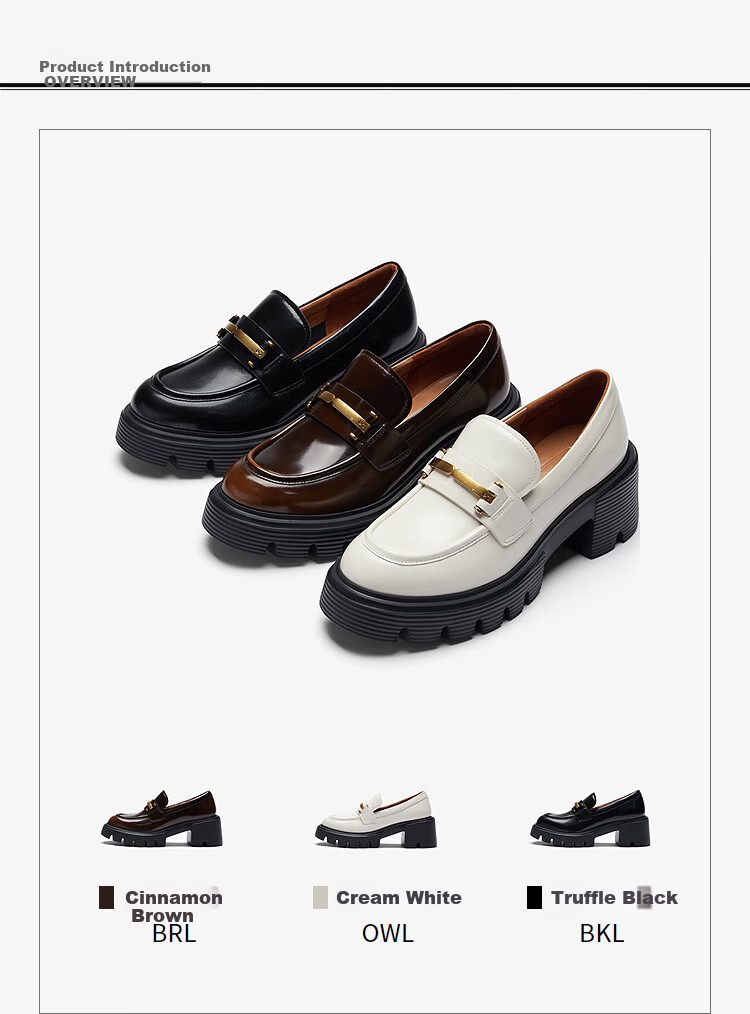 Laird Spring Summer New Thick Sole Genuine Leather Vintage College Style Loafers Women 6T72501 Truffle Black BKL37 5