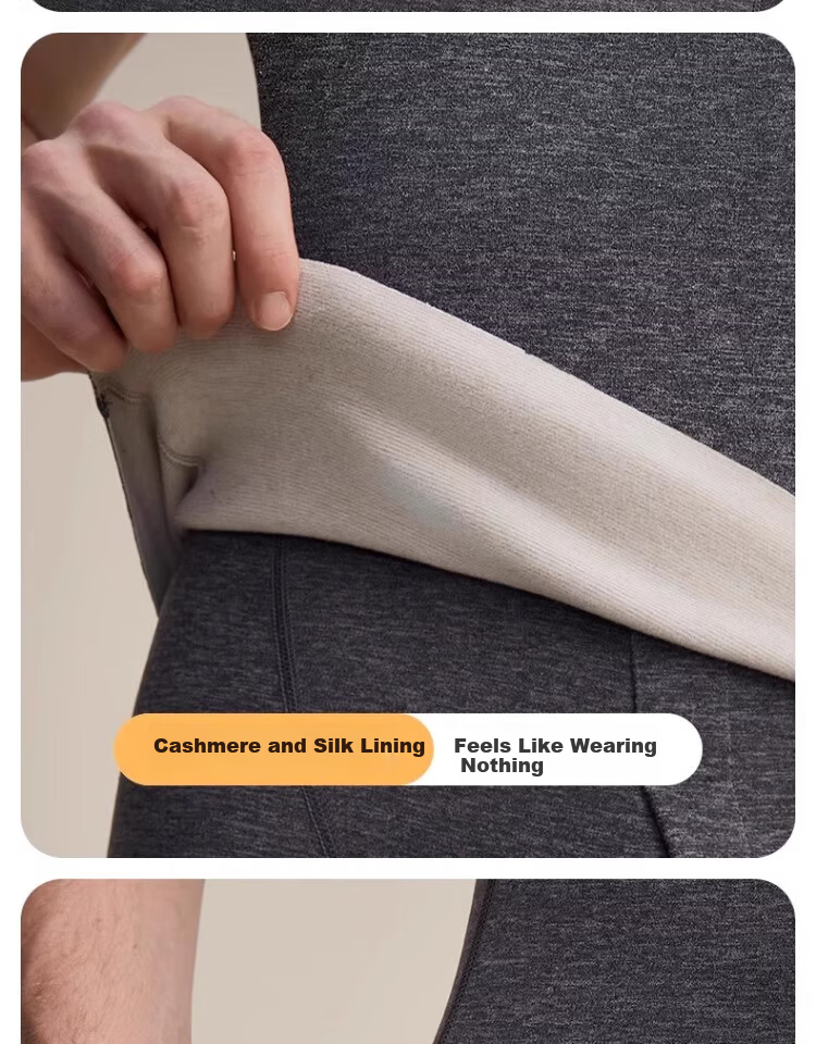 BOPRUIEY Men's Thermal Vest 2-Pack Wool Silk Fleece Heating Seamless Crew Neck Winter Cold-Resistant Base Layer Autumn Shirt 12