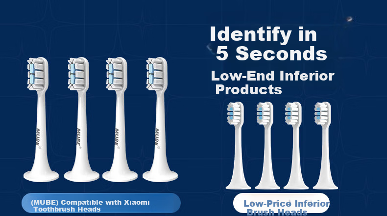 MUBE Compatible Xiaomi Electric Toothbrush Heads T300/T500/T700/MES601/MES602 Mijia Youth Edition MI Universal Replacement Brush Heads Upgraded Flagship Model 2