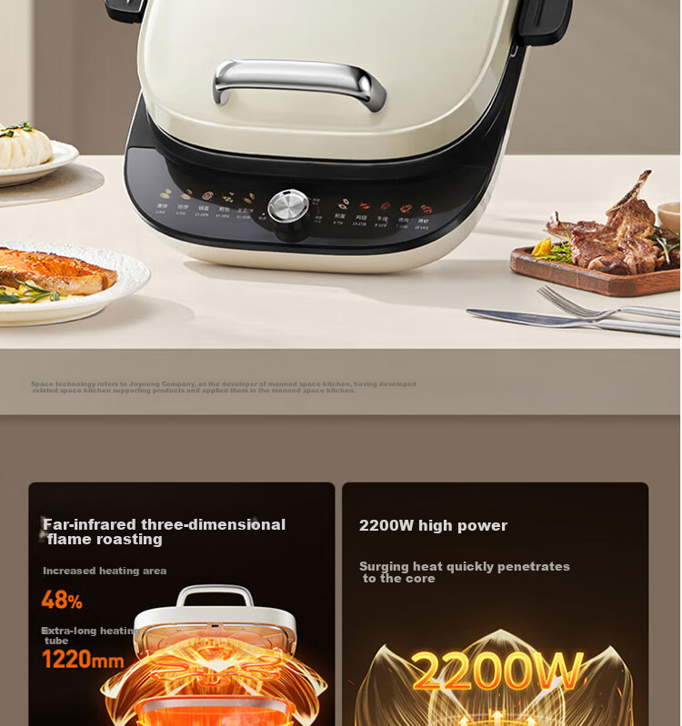 Joyoung Multifunctional Double-Sided Heating 0-Fluorine Titanium Ceramic Electric Griddle 2200W High Power Breakfast Maker with 3 Adjustable Settings JK30-GK320 2