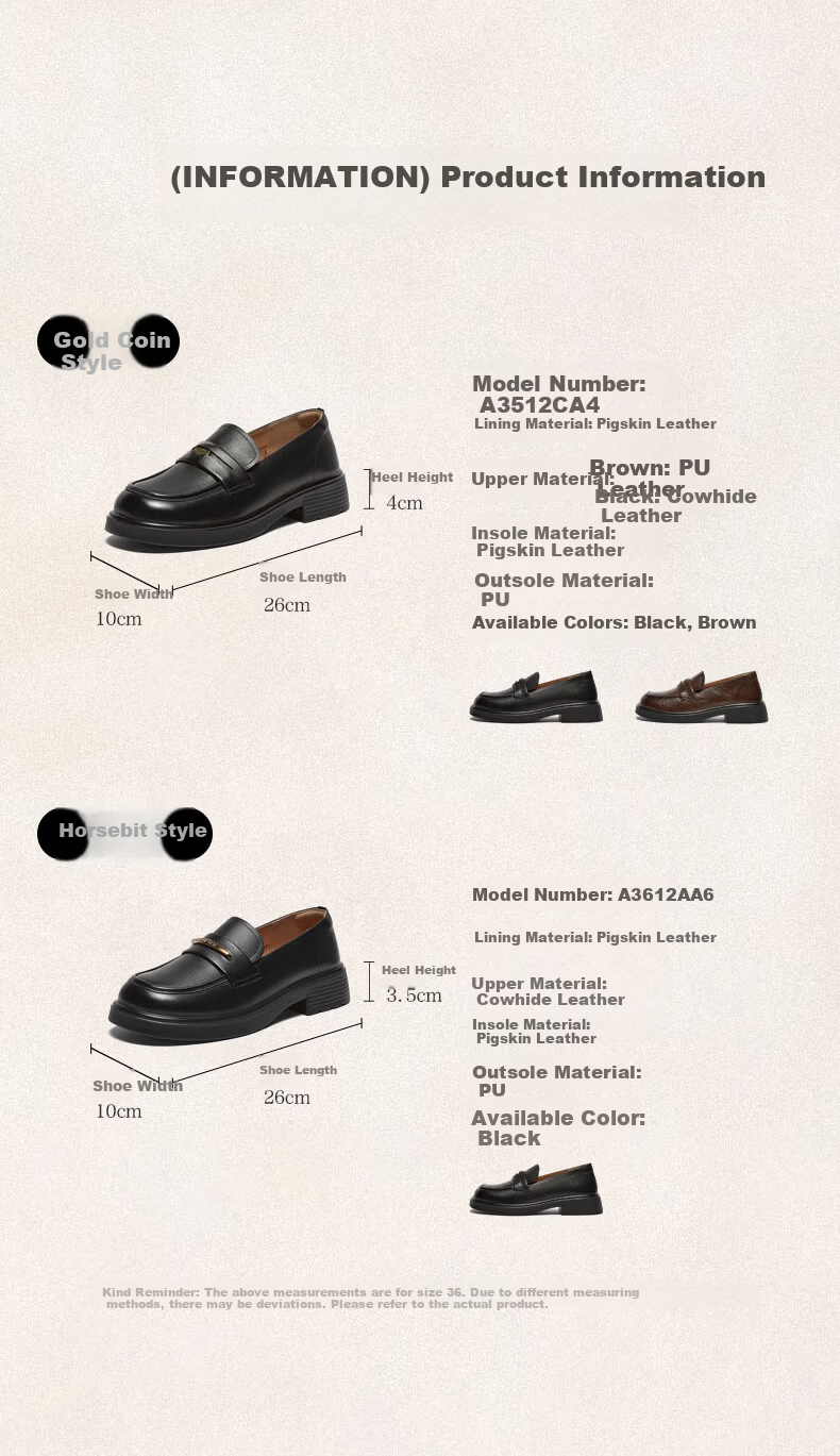 Basto Mall Same Style [Genuine Leather] College Style Loafers Chunky Heel Women's Shoes Black Size 35 6