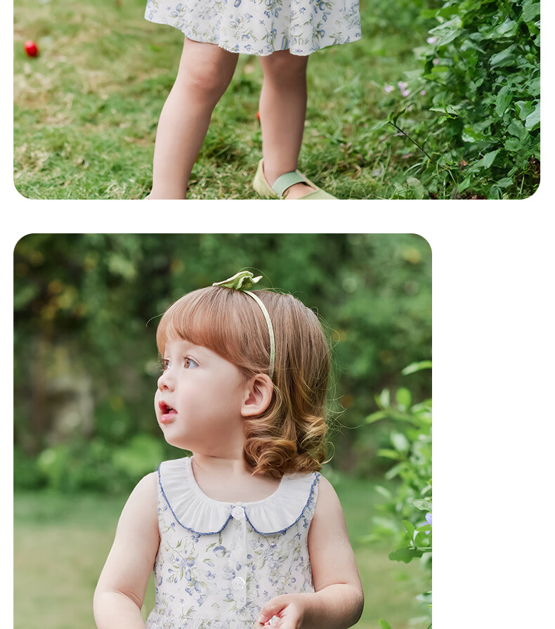 JELLYBABY Round Neck French Style Floral Dress Summer Girls Baby Knitted Vest Dress Casual Breathable Lightweight 20
