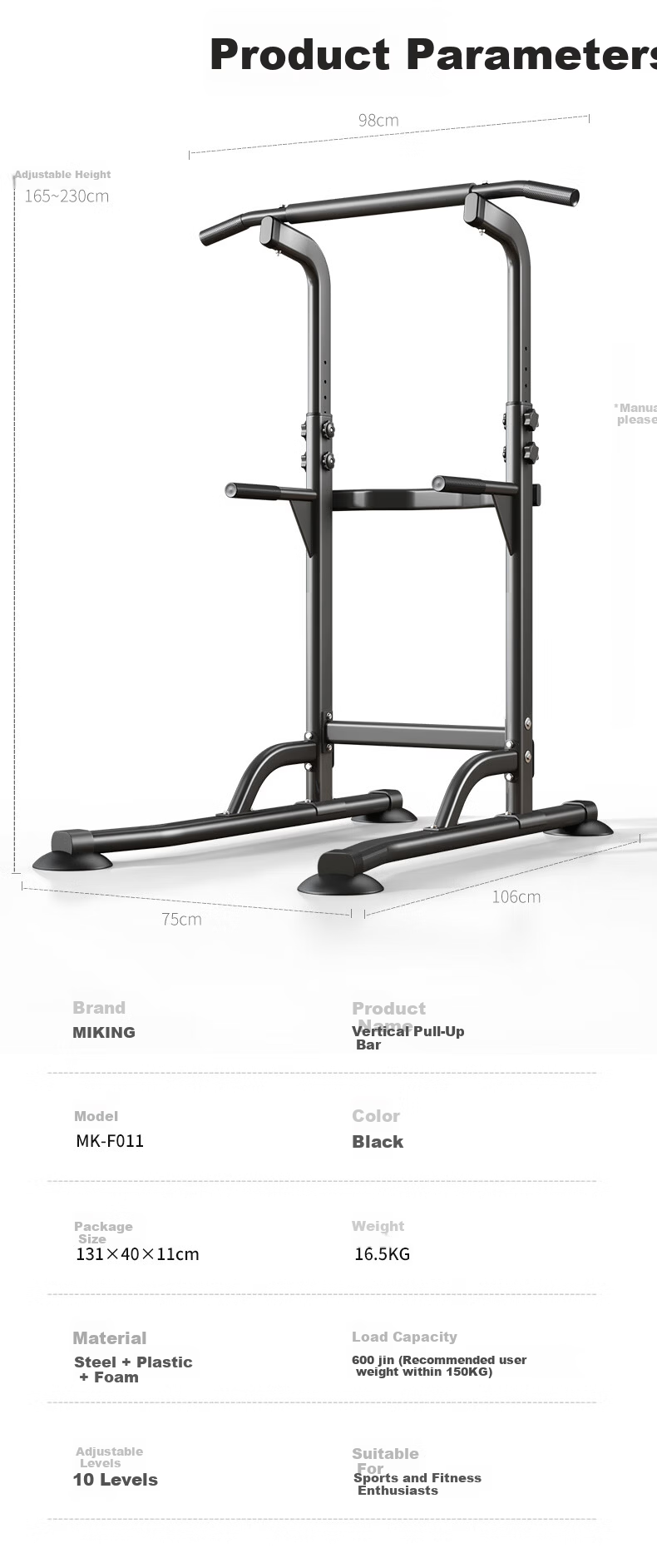 MIKING Home Pull-Up Bar Indoor Multifunctional Single and Double Bars Stretching Fitness Equipment for Men and Women 11