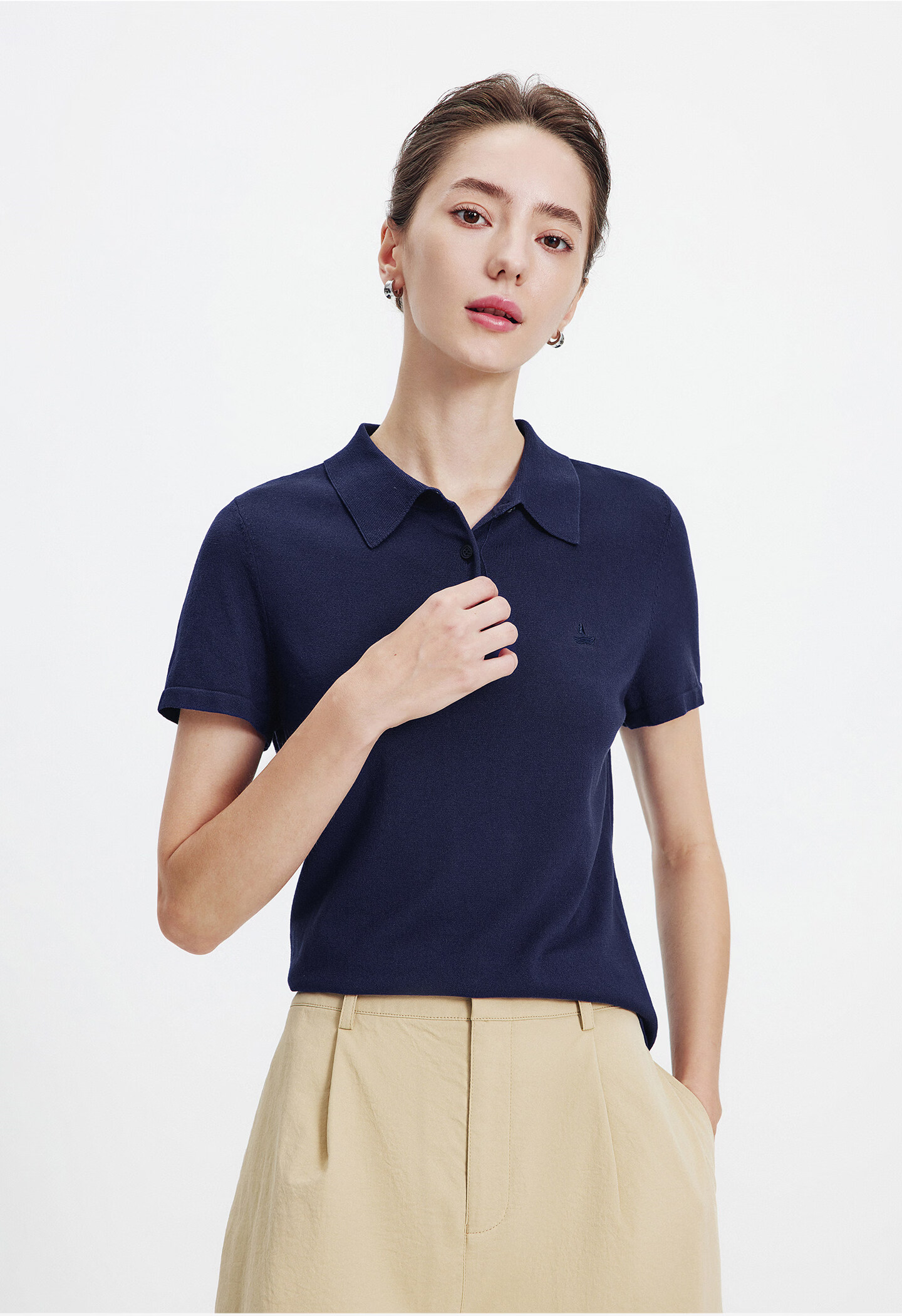 Navigare Slim Fit Small Sailboat Short Sleeve Polo Shirt 26 New Summer Solid Color High Elastic Knit 2325526520 XL 2